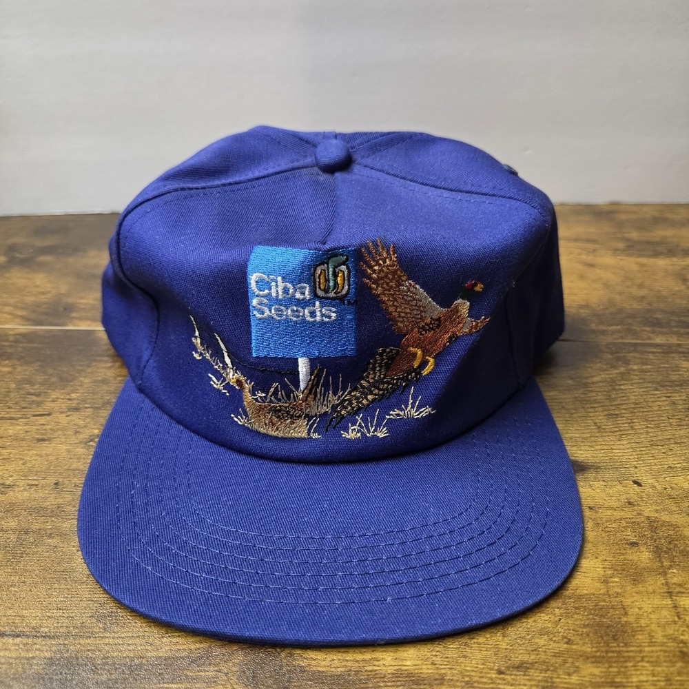 VTG Ciba Seeds Flying Pheasant Snapback Hat Royal Blue K-Products Made in USA